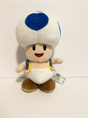 Super Mario Nintendo BLUE TOAD Plush 8" Stuffed Toy Little Buddy 2017 Kinopio
